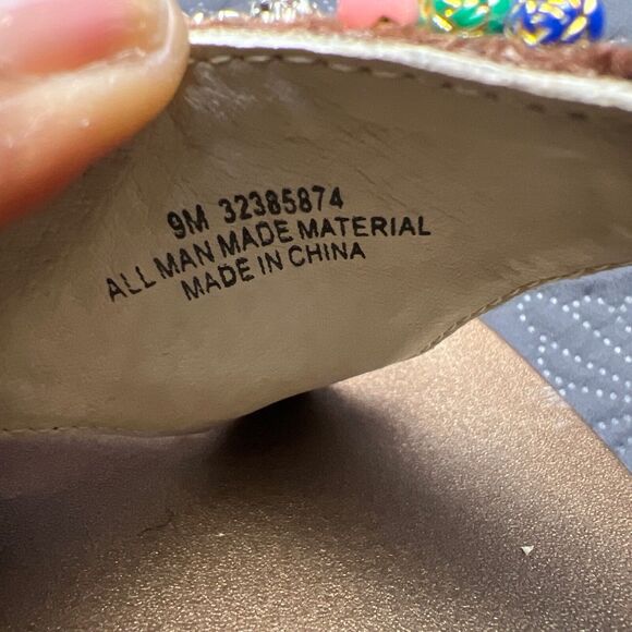 CATO Afrocentric Sandals Beaded Pretty Beach Vacation Cruise SZ 9 Resort Chic - Picture 5 of 8